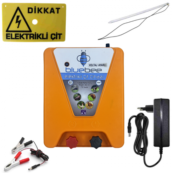bluebee EC02 giriş12V Çıkış15000V 7.8joule 100km/tel Güç Ayarlı Elektrikli Çit Cihazı
