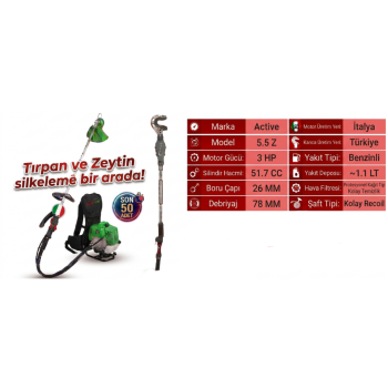 Active 5.5 Z 3bg 51.7cc 26mm 12kg Sırt Tipi Kancalı Dal Sarsıcı Benzinli Zeytin Hasat Makinesi Active 5.5 Z 3bg 51.7cc 26mm 12kg Sırt Tipi Kancalı Dal Sarsıcı Benzinli Zeytin Hasat Makinesi