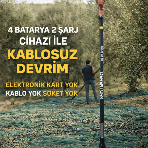 Derentürk Li Force 36V 540W 3.75m 3.5kg Teleskopik Taraklı Çırpıcı Akülü Zeytin Hasat Makinesi