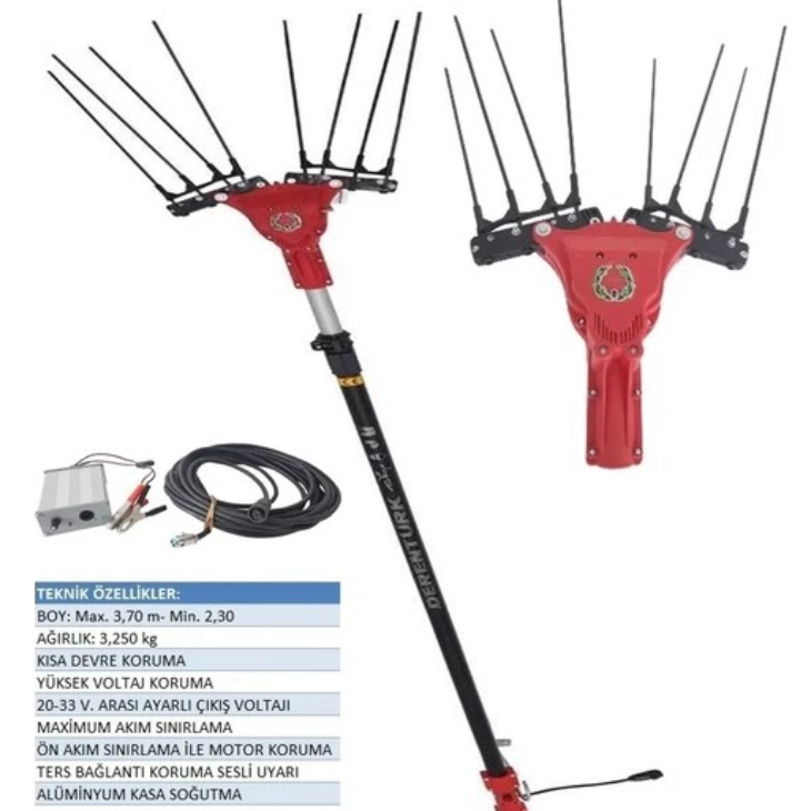 Derentürk Troya Plus 33V 540W 3.75m 2.9kg Teleskopik Taraklı Çırpıcı Akülü Zeytin Hasat Makinesi
