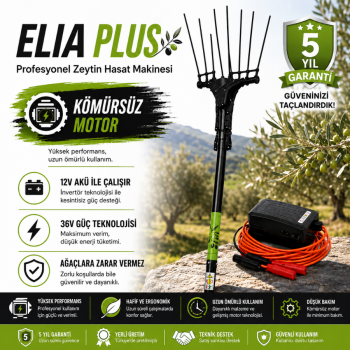 Elia Plus 36V 540W 3.4m 2.8kg Sensörsüz Teleskopik Taraklı Çırpıcı Akülü Zeytin Hasat Makinesi