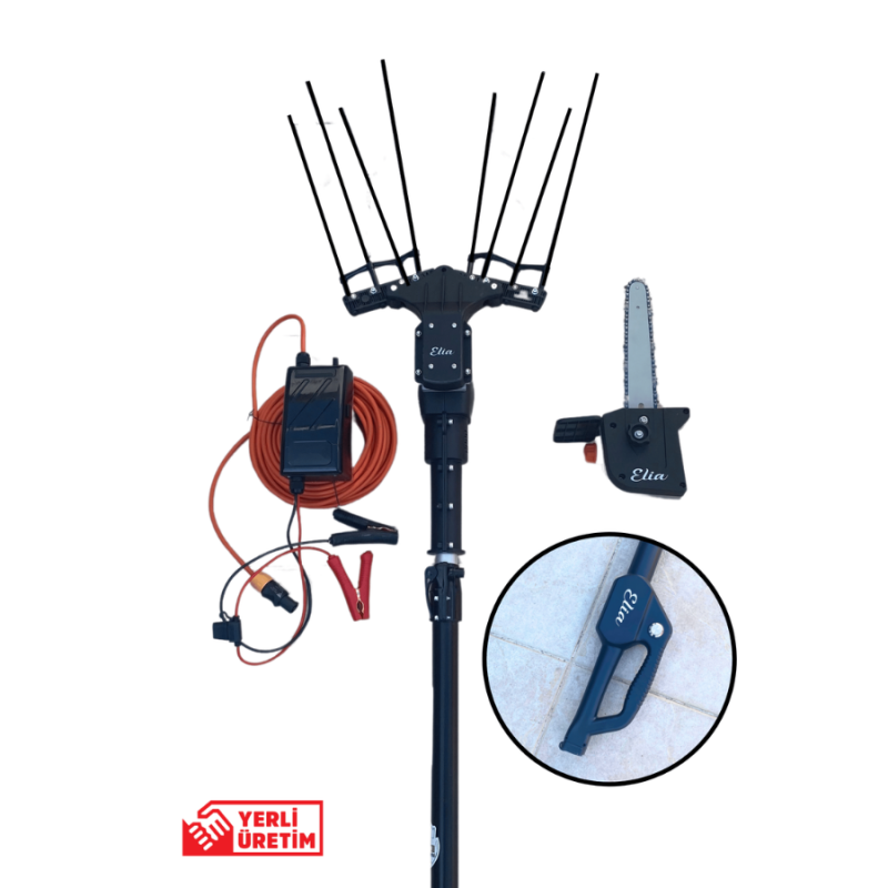 Elia Plus DUO 33V 540W 3.4m 3.5kg Sensörsüz Teleskopik Taraklı Çırpıcı Akülü Zeytin Hasat Makinesi