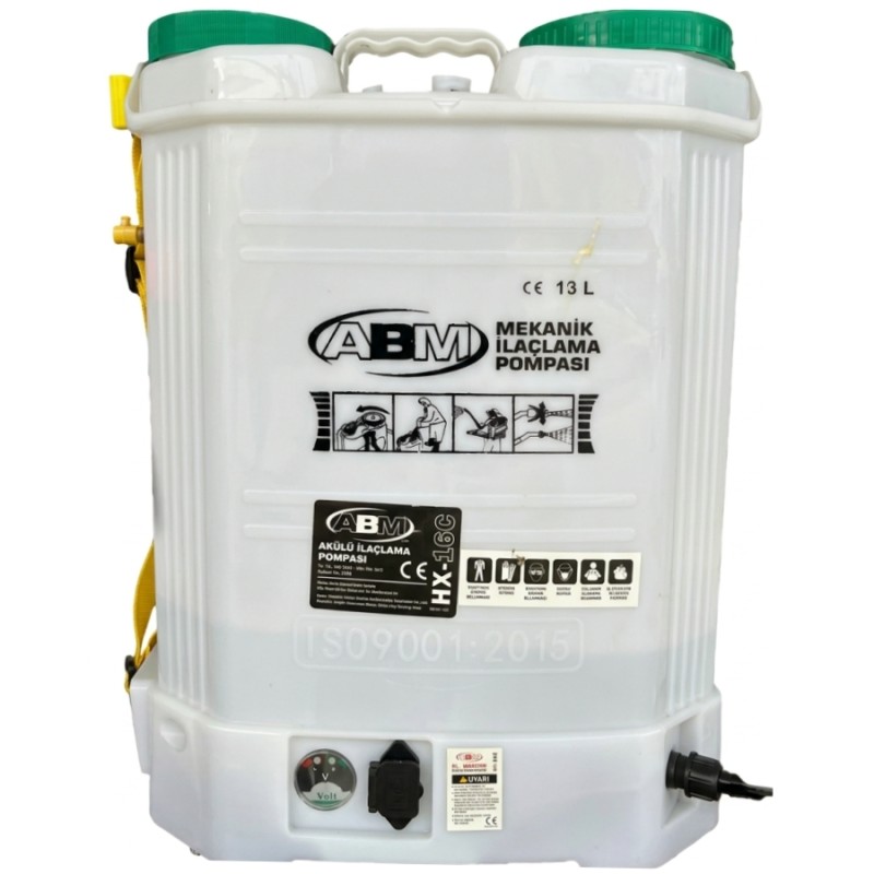 abm 16lt 130cm 5.5kg 12V 8Ah Sırt Tipi Akülü İlaçlama Makinesi