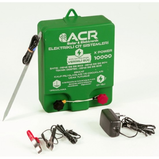 ACR xpower 10000 G12V Ç10000V 5joule 2kg Standart Elektrikli Çit Cihazı Eko Set