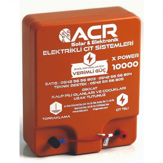 ACR xpower 10000 Plus G12V Ç10000V 5joule 2kg Sade Tek Sensörlü Elektrikli Çit Cihazı