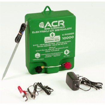 ACR xpower 10000 Plus G12V Ç10000V 5joule 2kg Sensörlü Elektrikli Çit Cihazı Eko Set ACR xpower 10000 Plus G12V Ç10000V 5joule 2kg Sensörlü Elektrikli Çit Cihazı Eko Set