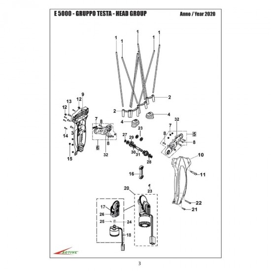 Active E5000 XL 48V 2.4/3.7m 2.8kg Teleskopik Taraklı Çırpıcı Akülü Zeytin Hasat Makinesi
