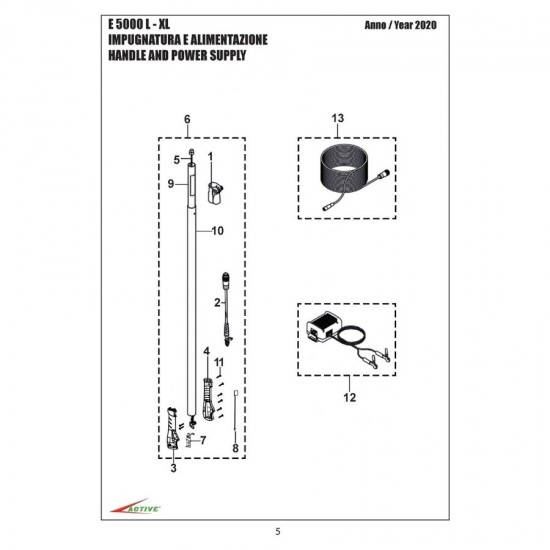 Active E5000 XL 48V 2.4/3.7m 2.8kg Teleskopik Taraklı Çırpıcı Akülü Zeytin Hasat Makinesi