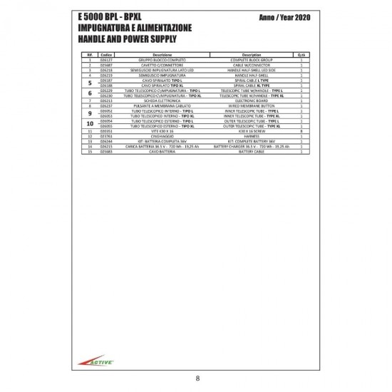 Active E5000 XL 48V 2.4/3.7m 2.8kg Teleskopik Taraklı Çırpıcı Akülü Zeytin Hasat Makinesi