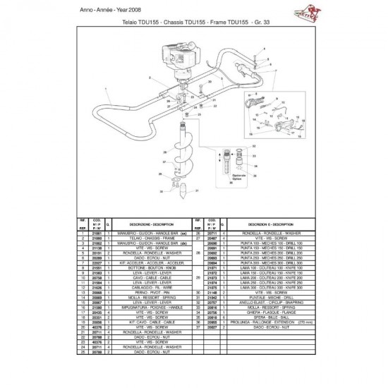 Active TDU155 3hp 51.7cc 15kg 2T Benzinli Toprak Burgu Makinesi
