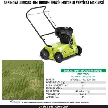 Agrinova JU603B2 RM 196cc 4.9kW 6.5bg 60cm 56kg Sepetsiz Çelik Benzinli Çim Havalandırma Makinesi