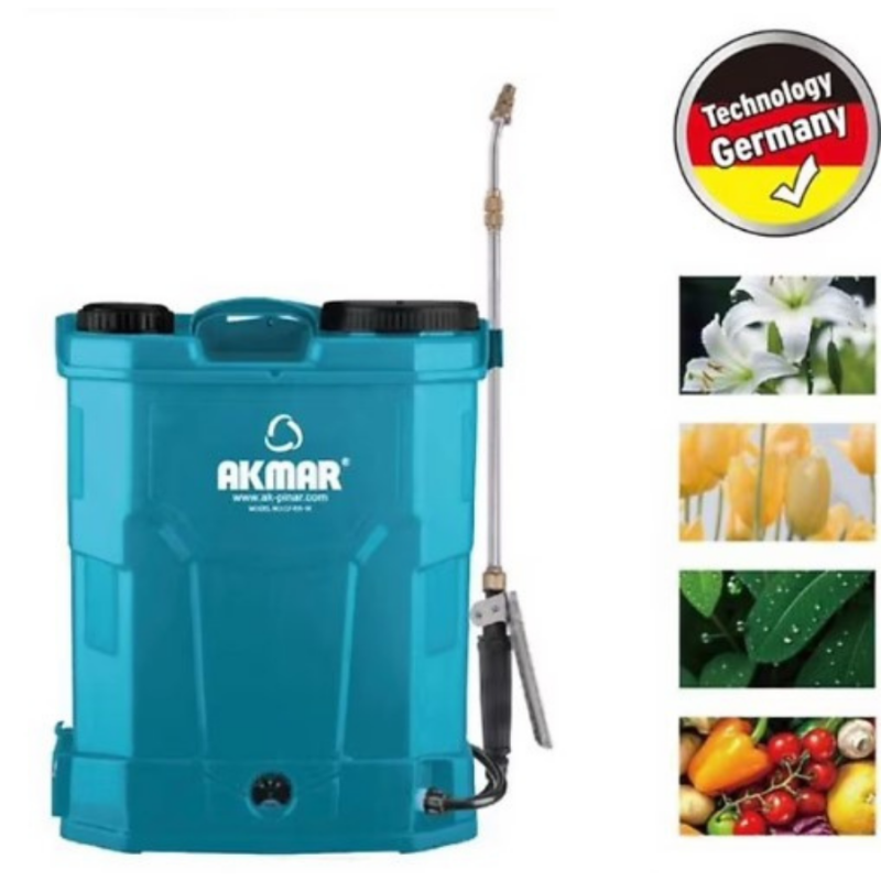 AKMAR 16lt 130cm 5.5kg 12V 8Ah Sırt Tipi Akülü İlaçlama Makinesi