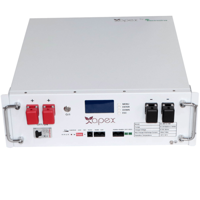 Apex 5.12kW 51.2V 100Ah Lifepo4 li ion Akü