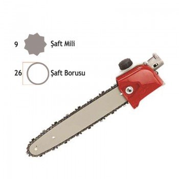 Baco 26mm 9diş 3/8P" 91 22diş 25cm Motorlu Tırpan Yüksek Dal Budama Testere Aparatı