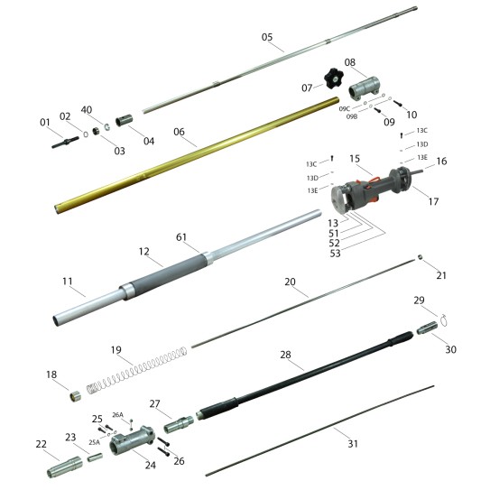 Baseh SHAK041 Husqvarna 150/250cm 33mm 5kg Teleskopik Sırt Tipi Kancalı Dal Sarsıcı Benzinli Zeytin Hasat Makinesi Şaftı