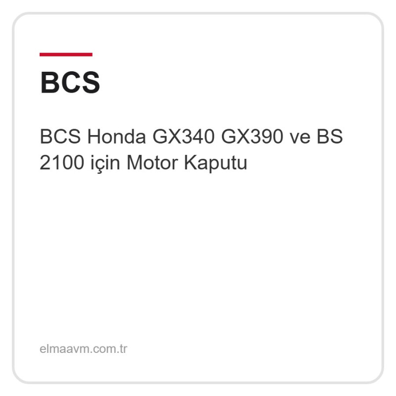 BCS Honda GX340 GX390 ve BS 2100 için Motor Kaputu