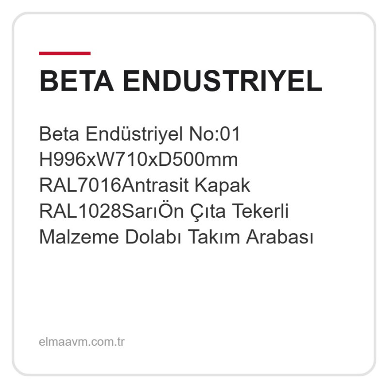 Beta Endüstriyel No:01 H996xW710xD500mm RAL7016Antrasit Kapak RAL1028SarıÖn Çıta Tekerli Malzeme Dolabı Takım Arabası Beta Endüstriyel No:01 H996xW710xD500mm RAL7016Antrasit Kapak RAL1028SarıÖn Çıta Tekerli Malzeme Dolabı Takım Arabası