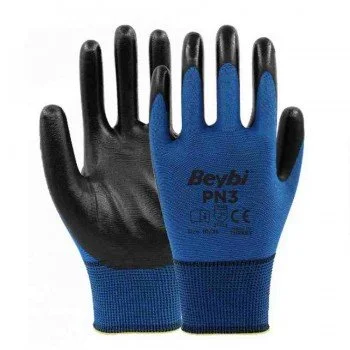 Beybi PN3 No10XL EN388 Parmaklara Kadar Nitril Kaplı Polyester İplik İş Eldiveni Beybi PN3 No10XL EN388 Parmaklara Kadar Nitril Kaplı Polyester İplik İş Eldiveni