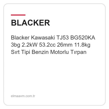 Blacker Kawasaki TJ53 BG520KA 3bg 2.2kW 53.2cc 26mm 11.8kg Sırt Tipi Benzin Motorlu Tırpan