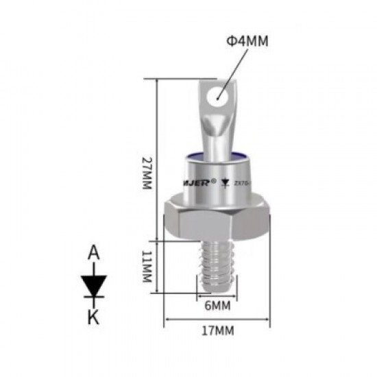 bluebee 25HF120 25A 1200V M6 Katot Metal Vidalı Diyot Tiristör bluebee 25HF120 25A 1200V M6 Katot Metal Vidalı Diyot Tiristör
