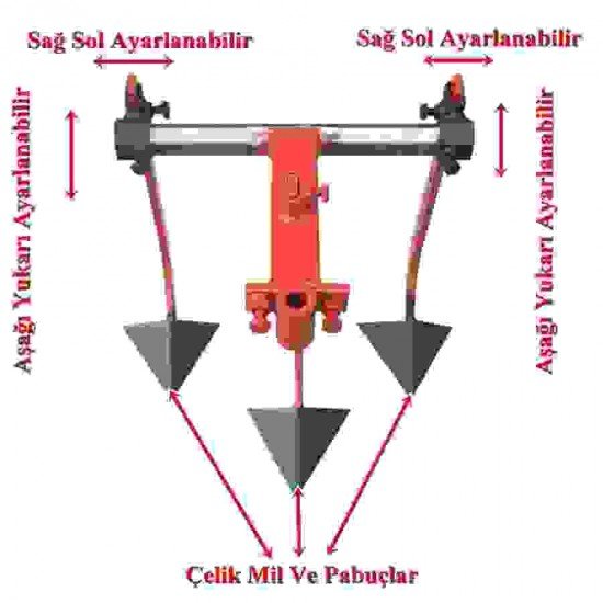 bluebee A09 40x40cm Çapa Makinesi Üçlü Ayarlı Kaz Ayağı Aparatı