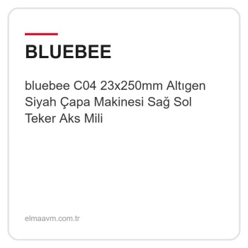 bluebee C04 23x250mm Altıgen Siyah Çapa Makinesi Sağ Sol Teker Aks Mili