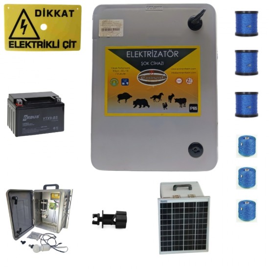 Eminent EC09 giriş12V Çıkış15000V 7.8joule Panolu Elektrikli Çit Cihazı Pro Set
