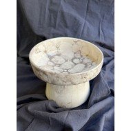 bylewoo Siyah Beyaz Ebru Desen Seramik Kedi ve Köpek Mama Su Kabı