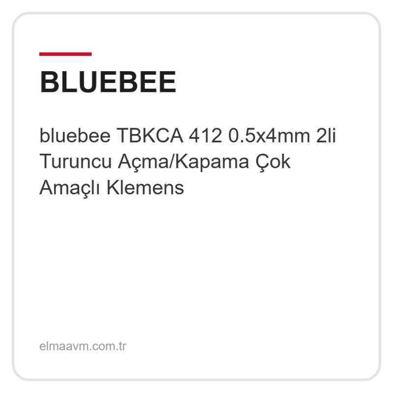 bluebee TBKCA 412 0.5x4mm 2li Turuncu Açma/Kapama Çok Amaçlı Klemens