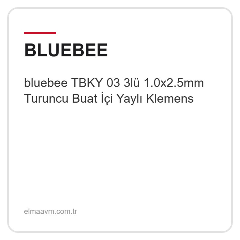 bluebee TBKY 03 3lü 1.0x2.5mm Turuncu Buat İçi Yaylı Klemens