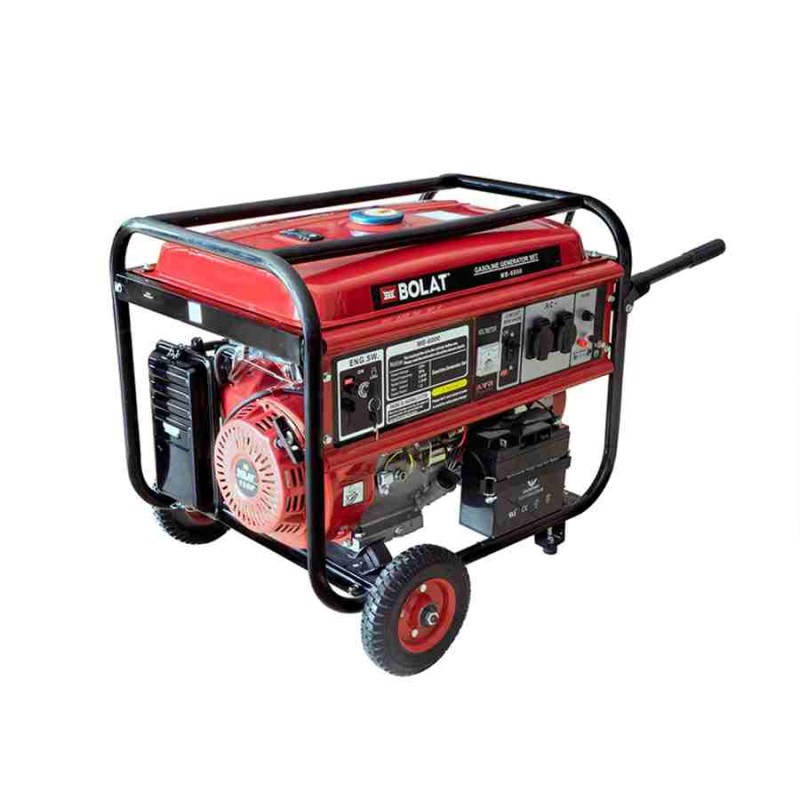 Bolat MB6000 5.5kW 6.5kVa 13bg 340cc 75kg Tekerli Monofaze Benzinli Jeneratör Bolat MB6000 5.5kW 6.5kVa 13bg 340cc 75kg Tekerli Monofaze Benzinli Jeneratör