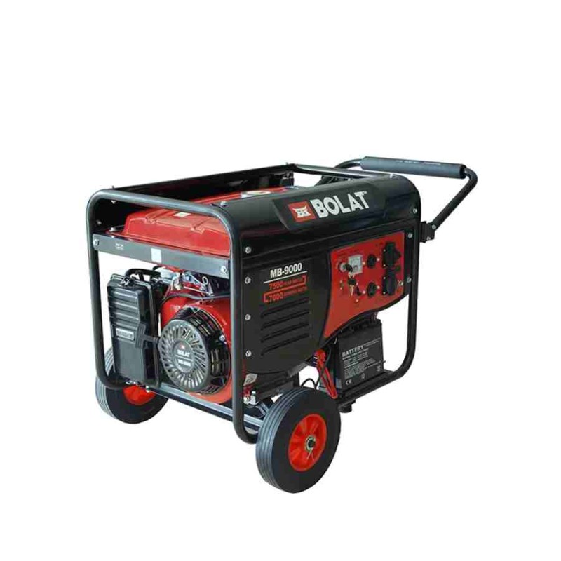Bolat MB9000 7.5kW 9.5kVa 17bg 458cc 90kg Tekerli Marşlı Monofaze Benzinli Jeneratör