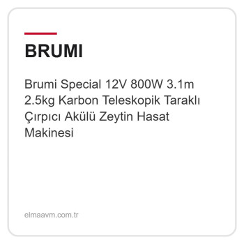 Brumi Special 12V 800W 3.1m 2.5kg Karbon Teleskopik Taraklı Çırpıcı Akülü Zeytin Hasat Makinesi