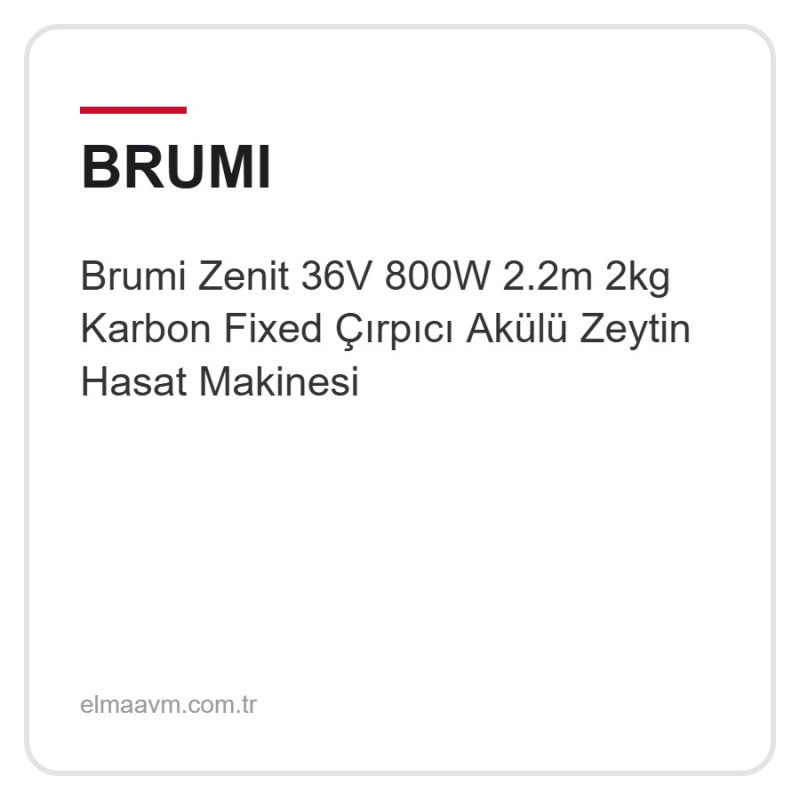 Brumi Zenit 36V 800W 2.2m 2kg Karbon Fixed Çırpıcı Akülü Zeytin Hasat Makinesi