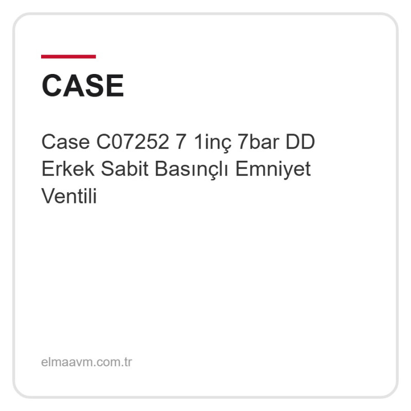 Case C07252 7 1inç 7bar DD Erkek Sabit Basınçlı Emniyet Ventili
