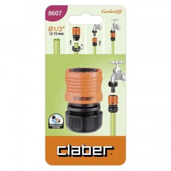 Claber 8607 1/2" 12/15mm Ambalajlı Otomatik Hortum Bağlantı Adaptörü