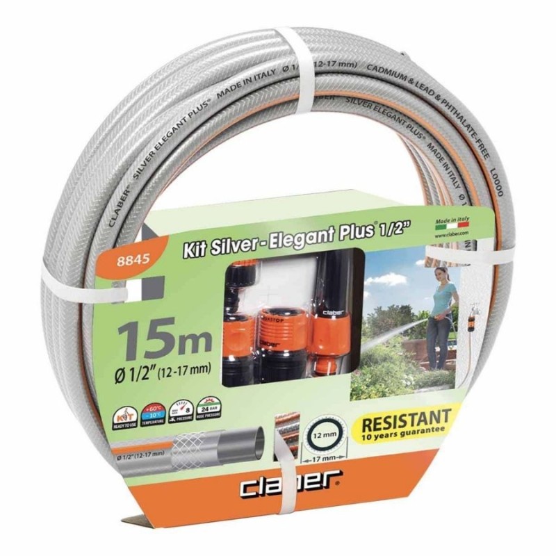 Claber 8845 Sılver Elegant Kıt 15m Sulama Hortumu Seti