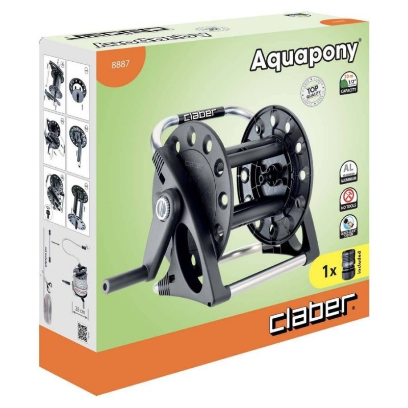 Claber 8887 AQUAPONY 20mt Alüminyum Hortum Makarası