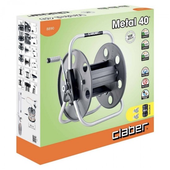 Claber 8890 40mt Metal Hortum Makarası