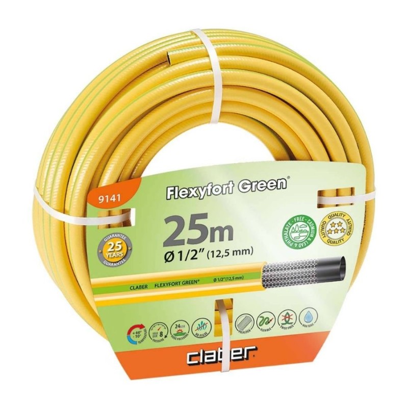 Claber 9141 Flexyfort 1/2inc 25mt Yeşil Sulama Hortumu