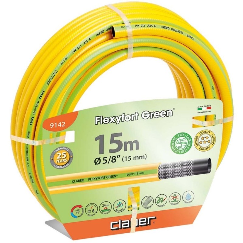 Claber 9142 Flexyfort 5/8inc 15mt Yeşil Sulama Hortumu