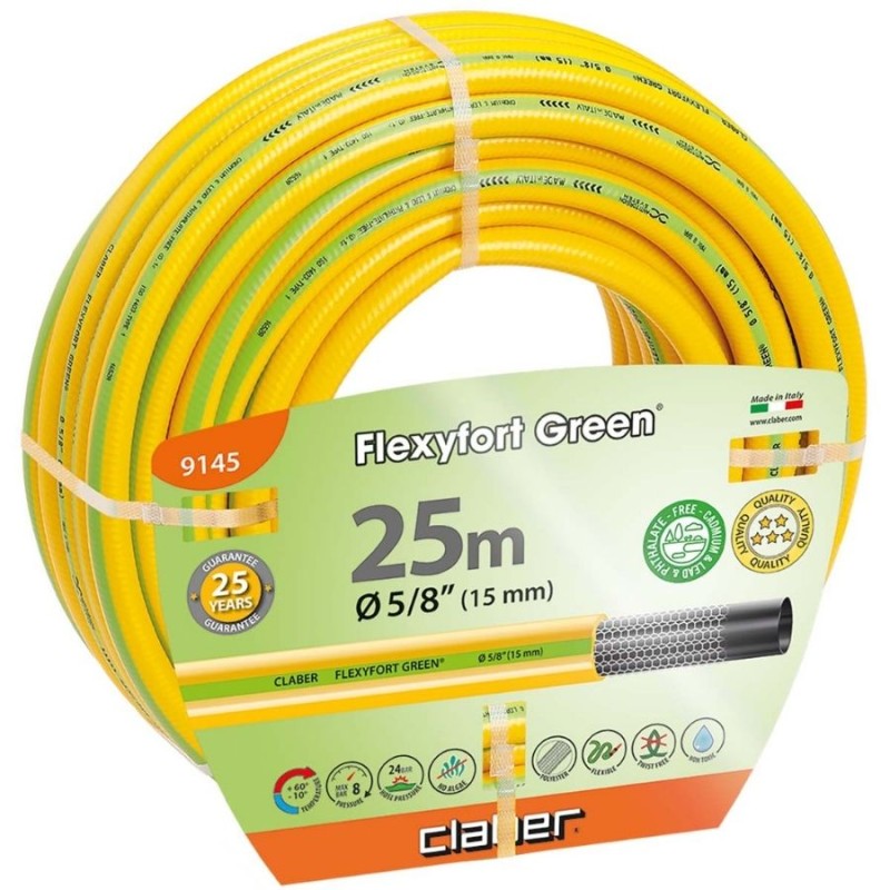 Claber 9145 Flexyfort 5/8inc 25mt Yeşil Sulama Hortumu