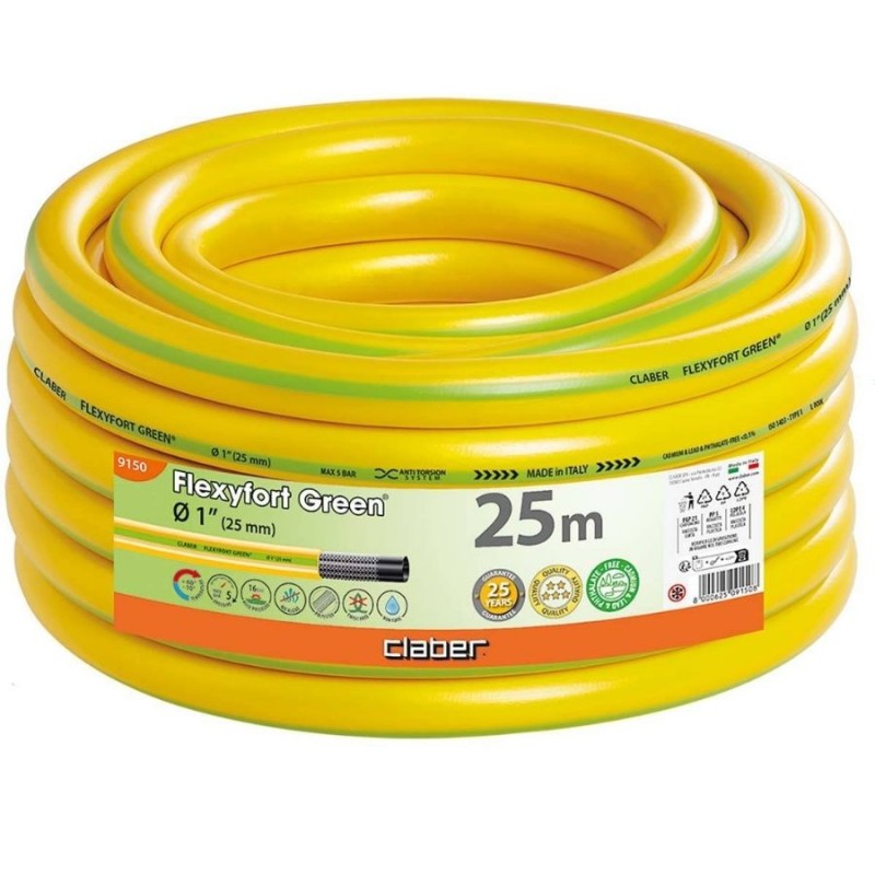 Claber 9150 Flexyfort 1inc 25mt Yeşil Sulama Hortumu