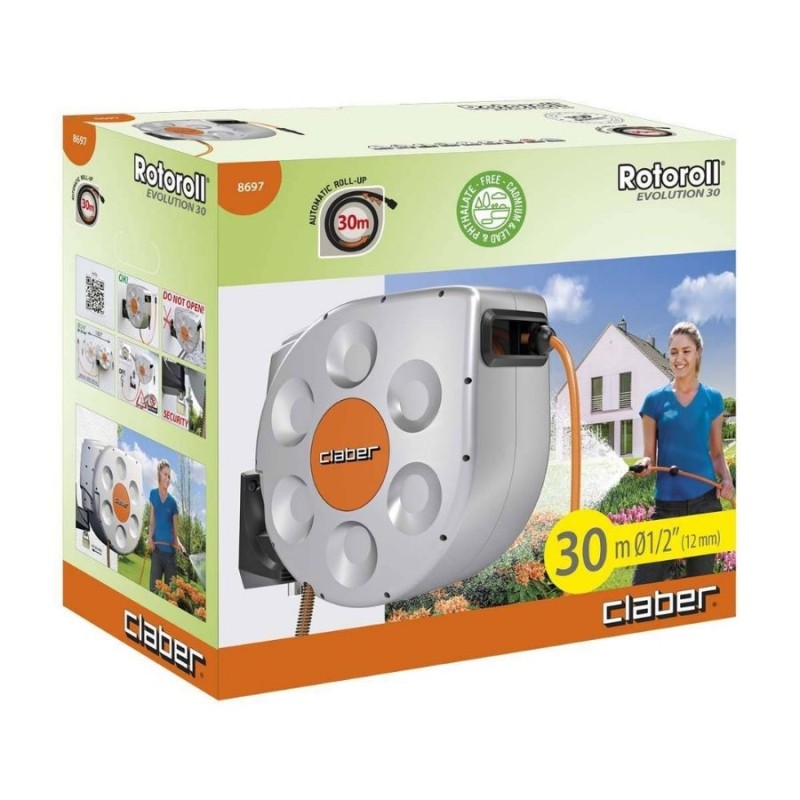 Claber RETOROLL EVOLUTION 30mt Otomatik Sarmalı Hortum Seti