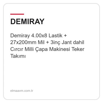 Demiray 4.00x8 Lastik + 27x200mm Mil + 3inç Jant dahil Cırcır Milli Çapa Makinesi Teker Takımı