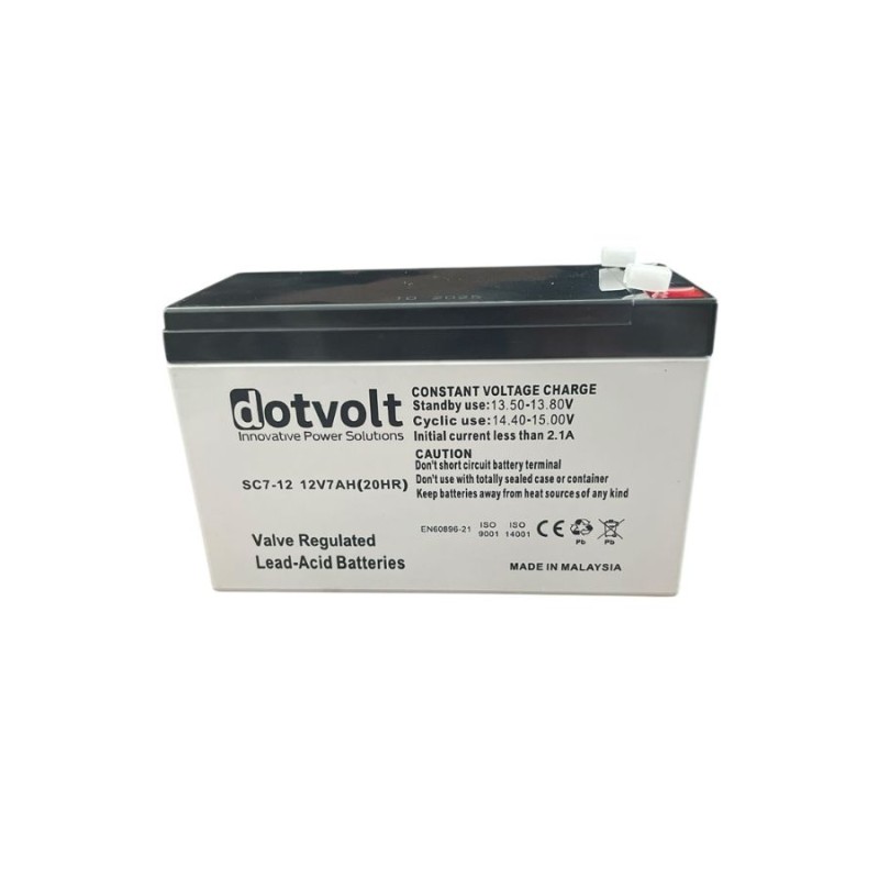 dotvolt 7Ah 12V 20/sa VRLA AGM Kapalı Kuru Akü