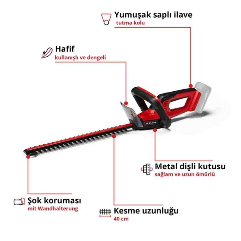 Einhell GC CH 18/40 li ion Solo Akü Hariç Akülü Çit Budama Makinesi