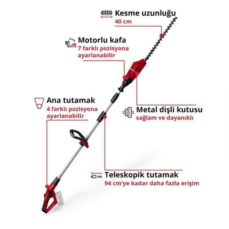 Einhell GE HH 18/45 Li T Solo Akü Hariç Teleskopik Akülü Çit Budama Makinesi