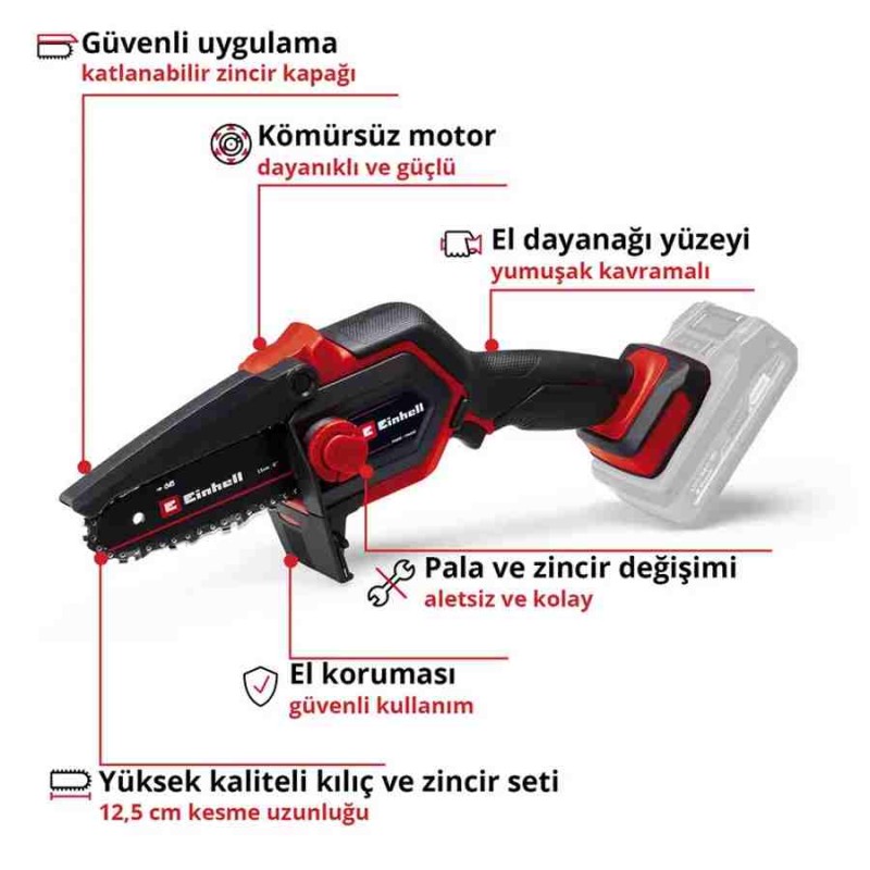 Einhell GE PS 18/15 Li BL Solo Akü Hariç 18V 150mm 1/4 28diş Akülü Mini Testere