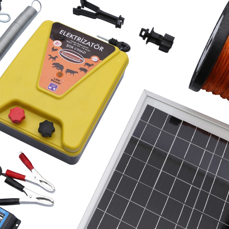 Eminent EC015 Sensörlü Solar Akülü Çit Cihazı Seti